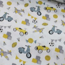 Tekin's Home Sarı Oyuncak Arabalar Nevresimlik Poplin Kumaş-Tknhm