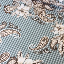 Yeşil Şal Desen Nevresimlik Poplin Kumaş-Vera