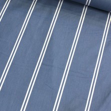 Daisy Star Indigo Mavi Çizgili Nevresimlik Poplin Kumaş-Dstr