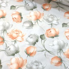 Somon Gri Gül Nevresimlik Poplin Kumaş-Vrgld