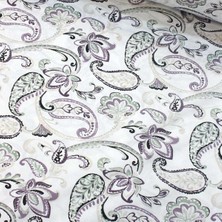 Lila Yeşil Şal Desen Nevresimlik Poplin Kumaş-Vrgld