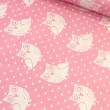 Tekin's Home Pembe Büyük Baykuş Nevresimlik Poplin Kumaş-Tknhm