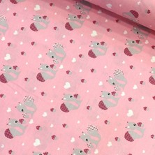 Deco Pembe Tavşan Nevresimlik Poplin Kumaş-Deco