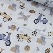 Tekin's Home Mavi Oyuncak Arabalar Nevresimlik Poplin Kumaş-Tknhm