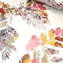 Sonbahar Yaprak Gri Nevresimlik Poplin Kumaş-Vrgld