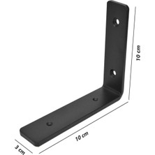 Beasym 10 x 10 cm Ağır Yük Köşebent Raf Altı Ayak Raf Tutucu L Demir Siyah Montaj Aparatı (2 Adet)