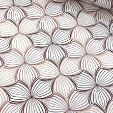 Sarı Gri Geo Çiçek Nevresimlik Poplin Kumaş-Vrgld