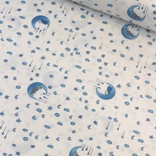Daisy Star Mavi Uyuyan Bebek Nevresimlik Poplin Kumaş-Dstr