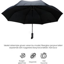 Biggdesign Moods Up Premium Siyah Tam Otomatik Şemsiye - Rüzgara Dayanıklı, Hızlı Kuruyan, Hafif