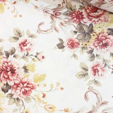 Deco Bordo Gold Çiçek Demeti Nevresimlik Poplin Kumaş-Deco