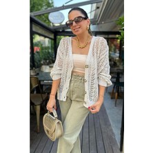 SHUGAA Kadın Ajurlu Merserize Triko Hırka