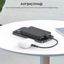 1Hora GAR276 5000 Mah Manyetik Kablosuz Type-C Girişli Taşınabilir Powerbank - Siyah