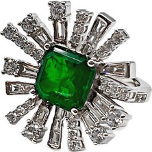 Defne Silver Paraiba Çiçek Yüzük