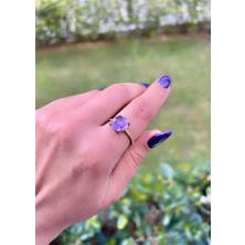 Defne Silver Ametist Doğaltaş Yüzük