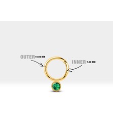 Yuvarlak Yeşil Garnetlı Halka Piercing, 10 mm , 1.2 Mm, 14K Sarı-Beyaz-Kırmızı Altın | LC00051G