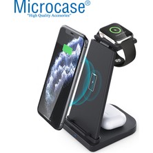 Microcase Iphone-Apple Watch-Airpods ile Uyumlu 15W 3in1 Manyetik Kablosuz Şarj Standı - AL3697