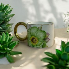 Home Mien Premium Halka Kulplu 6lı Set Flower Kupa Fincan