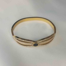 Humer Accessories Siyah Detay Asimetrik Taşlı Çelik Kelepçe Bileklik