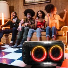 W-Kıng T9PRO Çift Mikrofonlu Bluetooth Hoparlör 250W Işıklı Karaoke Partybox Ipx5 Kablosuz Ses Bombası Siyah