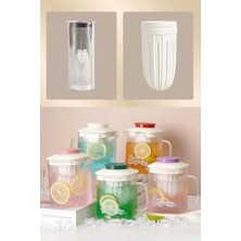 Isıya Dayanıklı Borosilikat Çelik Filtreli Bitki Çayı Süzgeçli Cam Demlik & Kulplu Sürahi 850 Ml.