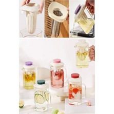 Isıya Dayanıklı Borosilikat Çelik Filtreli Bitki Çayı Süzgeçli Cam Demlik & Kulplu Sürahi 850 Ml.