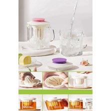2'li Isıya Dayanıklı Borosilikat Cam Demlik Çelik Filtreli Bitki Çayı Demliği & Kulplu Sürahi 850ML