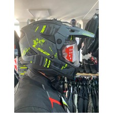 Xxl Pıoner 2 Crazy Mat Siyah-Gri-Neon Sarı Kask