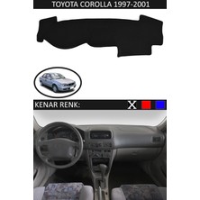 Toyota Coralla 1997-2001 Için Uygun Torpido Koruma Halısı Siyah Kenar Renk Siyah