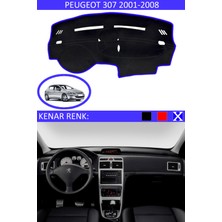 Peugeot 307 2001-2008 Için Uygun Torpido Koruma Halısı Siyah Kenar Renk Mavi