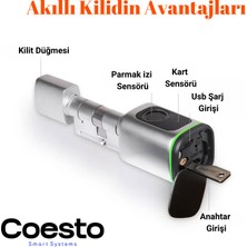 Coesto Akıllı Parmak izli kilit , Kartlı Kapı Kilidi,uzaktan Açma Tuya App