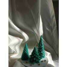 Viollet Art And Design 3'lü Çam Ağacı Mum Seti, Dekoratif Mum, Yeni Yıl Konsept, Yılbaşı , Yeşil Mum, 12 cm  9  cm  9  cm
