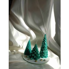 Viollet Art And Design 3'lü Çam Ağacı Mum Seti, Dekoratif Mum, Yeni Yıl Konsept, Yılbaşı , Yeşil Mum, 12 cm  9  cm  9  cm