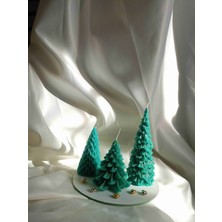 Viollet Art And Design 3'lü Çam Ağacı Mum Seti, Dekoratif Mum, Yeni Yıl Konsept, Yılbaşı , Yeşil Mum, 12 cm  9  cm  9  cm