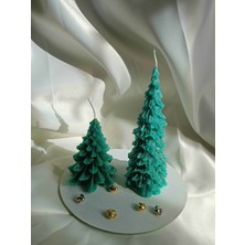 Viollet Art And Design 2'li Çam Ağacı Mum Seti, Dekoratif Mum, Yeni Yıl Konsept, Yılbaşı , Mum, 15  cm  ve 9  cm