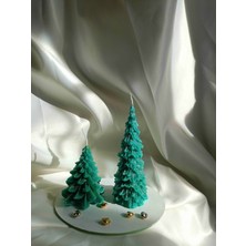 Viollet Art And Design 2'li Çam Ağacı Mum Seti, Dekoratif Mum, Yeni Yıl Konsept, Yılbaşı , Mum, 15  cm  ve 9  cm