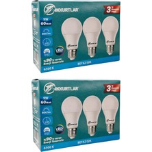 Led Lamba 9W-60W 806 Lümen Beyaz Işık E27 (6'lı Ecopaket)