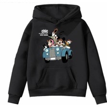 Kids Face Özel Tasarım Kapüşonlu Kankalar Araba Gezisinde Baskılı Kışlık Erkek Bebek-Çocuk Sweatshırt