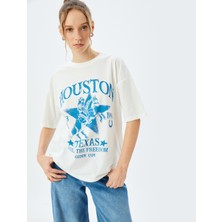 Koton Slogan Baskılı Bisiklet Yaka Kısa Kollu T-Shirt