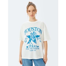Koton Slogan Baskılı Bisiklet Yaka Kısa Kollu T-Shirt
