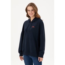 U.S. Polo Assn. Kadın Lacivert Kapüşonlu Basic Sweatshirt 50297324-VR033