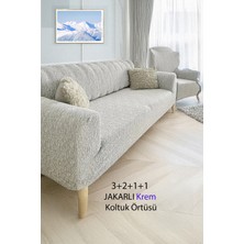 Baqdo Jakarlı Çubuk, Düz Desen 3+2+1+1 Lastikli Koltuk ,kanepe ,çekyat Örtüsü ,kılıfı Esnekli 3211 Takımı