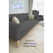 Baqdo Jakarlı Çubuk, Düz Desen 3+2+1+1 Lastikli Koltuk ,kanepe ,çekyat Örtüsü ,kılıfı Esnekli 3211 Takımı