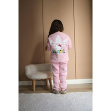 Sacro Kids Hello Kity Baskılı Eşofman-Sweatshirt 3 İplik Şardonlu Kışlık Kız Çocuk Takım