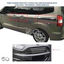 Ebal Oto Ford Courier  3'lü  Krom Set (Kapı Kolu+Ön Panjur+Sürgü Nikelaji) 2014-2018 Arası Uyumlu  Paslanmaz Çelik