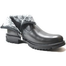 Onlo Ayakkabı DN.0661  Deri Siyah Kürklü Fermuarlı Erkek Bot