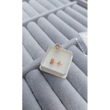 Zanaat Silver Gümüş Zirkon Taşlı Elmas Montür Küpe Rose Renk 2'li Beden