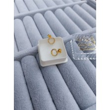 Zanaat Silver 925 Ayar Gümüş Zirkon Taşlı Çember Küpe ZS0034KP Altın Renk 9 mm Beden