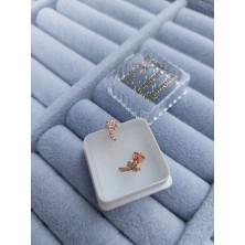 Zanaat Silver 925 Ayar Gümüş Zirkon Taşlı Palmiye Ağacı Küpe ZS0035KP Rose Renk 2'li Beden