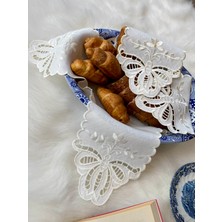 QBR Home Delik Işi Ekmek Örtüsü. Kelebek Model