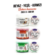 BlueBead  Yılbaşı Özel Kurabiye Yapım Seti - Beyaz-Kırmızı-Yeşil Şeker Hamuru 200x3=600 gr